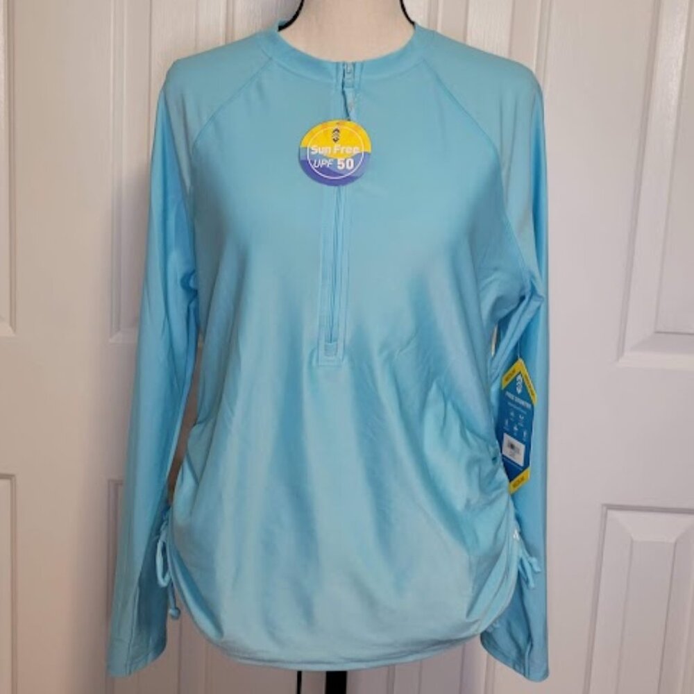 Free Country Sun Block Rash Guard – Size Medium, Light Blue UPF 50